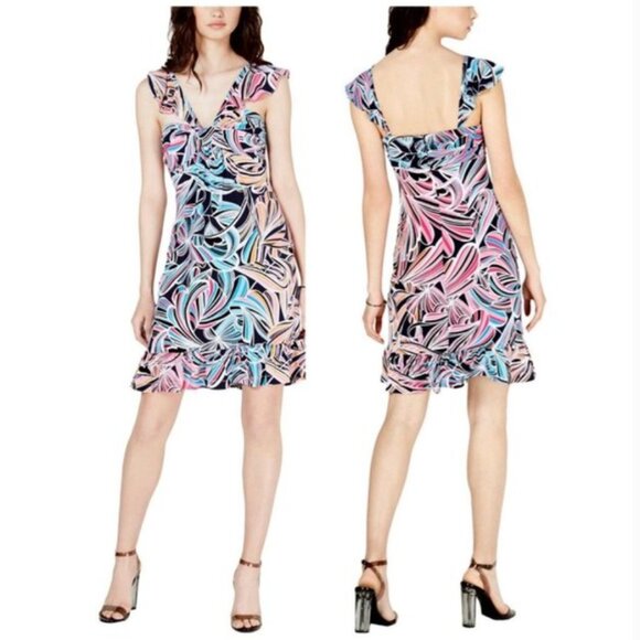NWOT Trina Turk Henna Multicolor Ruffle Low Back Dress Size 2 - Picture 1 of 4